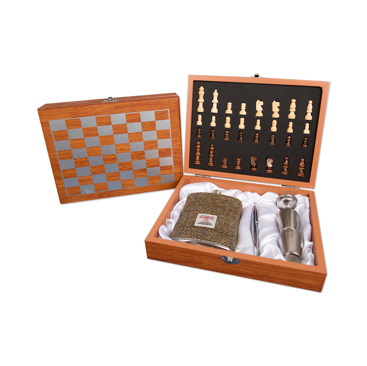 Ridley's Chess Set w/ Harris Tweed Flask